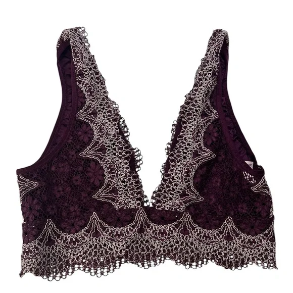 Victoria's Secret Body By Victoria Lace Bralette Size Medium Floral Plum Purple - Picture 4 of 6